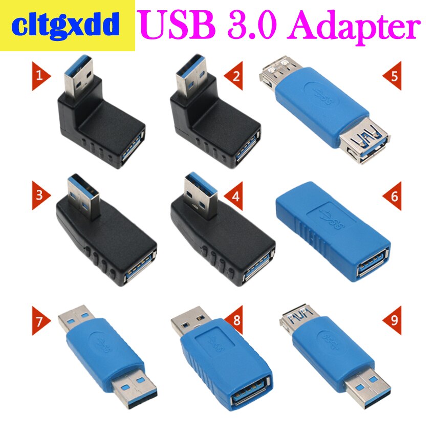 Cltgxdd Haakse USB3.0 Jack Socket L Vorm Adapter Converter USB 3.0 A Male naar EEN Vrouwelijke 90/180 Graden Plug down Connector