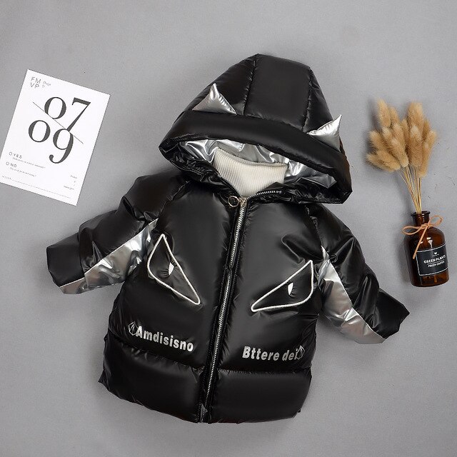 Mode Winter Zwaargewicht Glanzende Katoen Kind Jas Warm Baby Meisjes Jongens Jas Kinderen Bovenkleding Kids Outfits Voor 1-5 jaar Oud: Black / 18m