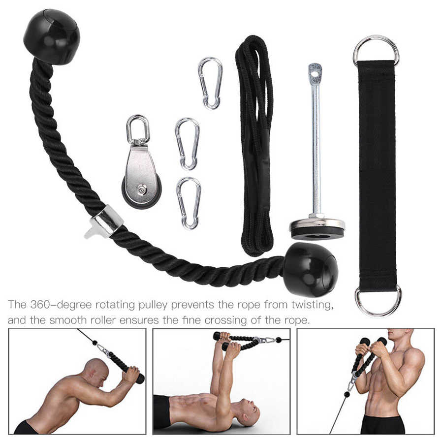 Fitness DIY Strength Training Equipment Loading Pin Expander Dumbbell Three-heads Rope Set Power Training Equipment