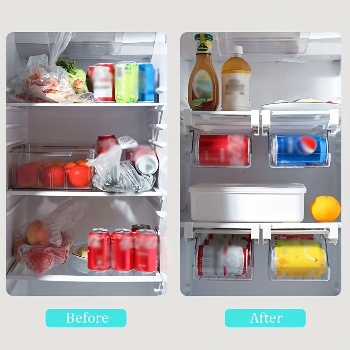 1 Stück hängendes Bahre- und Getränke-Aufbewahrungsregal, rollender Kühlschrank, transparente Aufbewahrungsbox, Küchen-Organizer