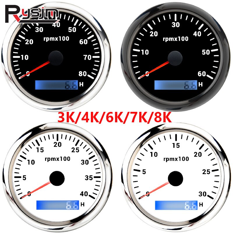 HD 85mm Tachometer 3000 6000 7000 RPM Mit 7 Farben Hintergrundbeleuchtung + Sensor Marine Boot RPM Meter Gauge LCD tacho Digitale Stunde Meter