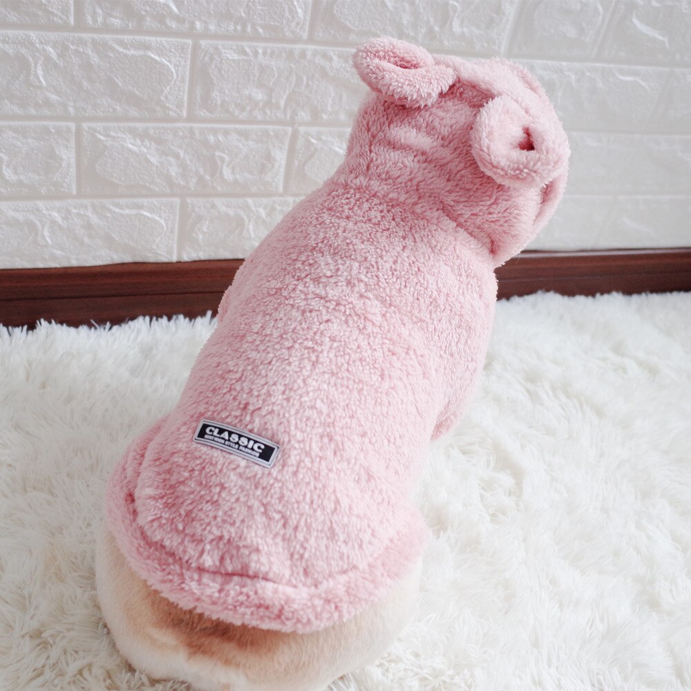 Hund Weste Weiche Fleece Kleidung Für Hunde Cute Bunny Ohr Hund Pyjamas Shirts Winter Warm Hund Kleidung Französisch Bulldogge Schnauzer mantel: Rosa / S