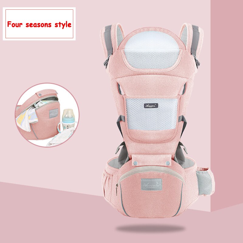 2022 0-48 Month Ergonomic Baby Carrier Infant Baby Hipseat Carrier 3 In 1 Front Facing Ergonomic Kangaroo Baby Wrap Sling: pink seasons 354