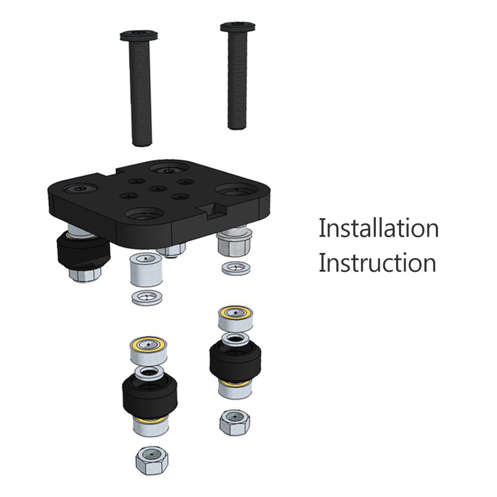 Mini V Gantry Rod Plate with Wheel for V-Groove Aluminum Profile Accessories Parts Set for CNC Kossel Nema 23 White Wheel