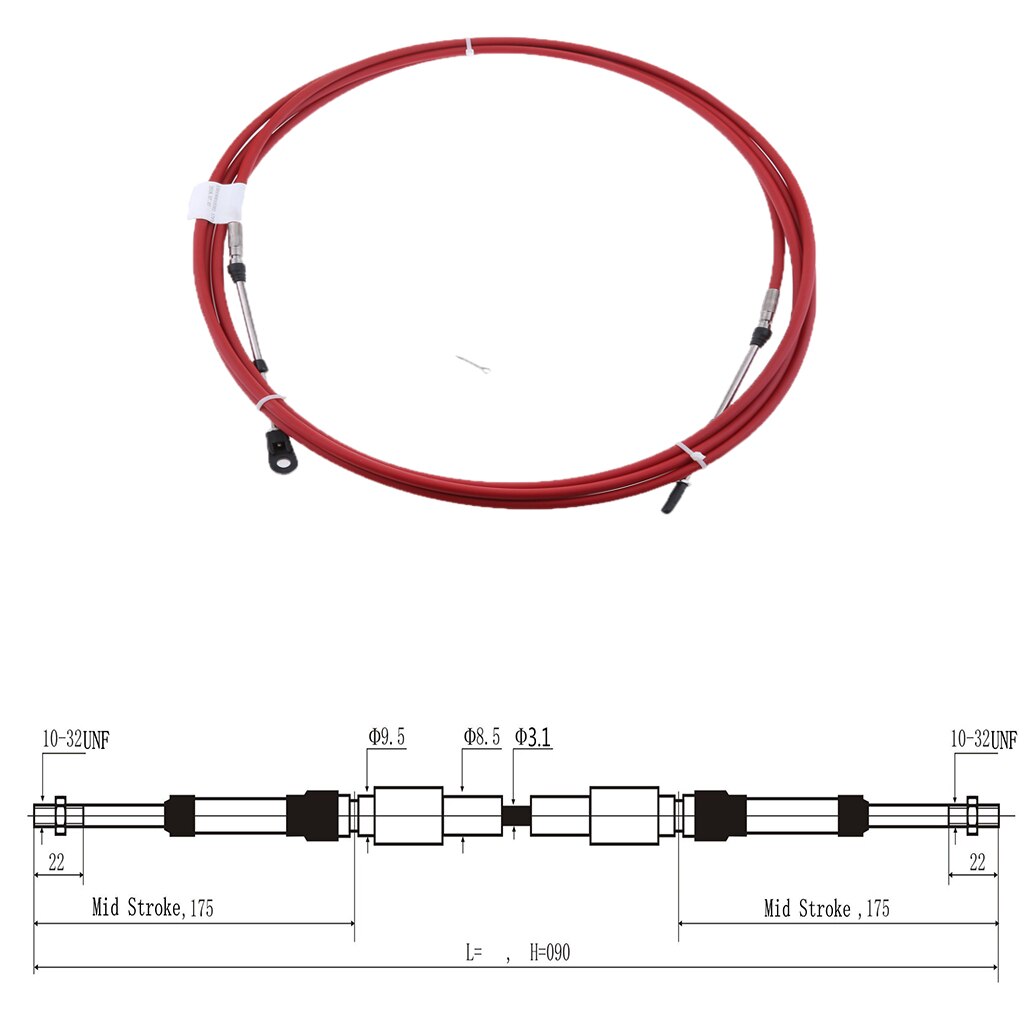2x Universal Throttle Control Cable Red for Marine Boat Motor Outboard 10FT