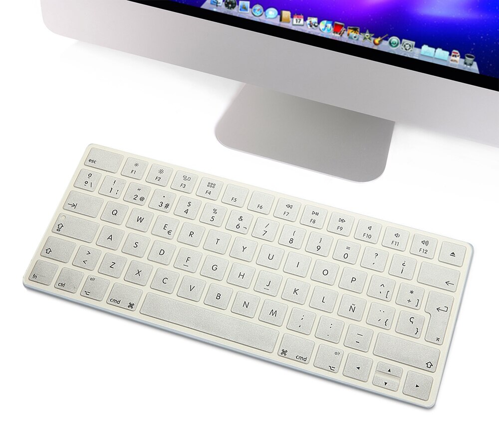 HRH Slim ESP hiszpańska klawiatura pokrywa silikonowa skórka do Apple Magic bezprzewodowa klawiatura Bluetooth MLA22LL/A (A1644,2015 wydany): Metallic Silver