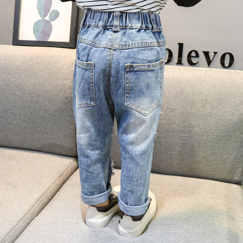 2-7T Peuter Kid Baby Boy Meisje Jeans Voorjaar Losse Gaten Denim Broek Leuke Zoete Streetwear Baby kleding Kind Broek