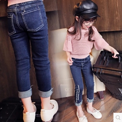 3 4 5 6 7 Years skinny Jeans For kids Girls baby Spring autumn Slim Kids Denim Pant Casual Skinny Teens Trousers