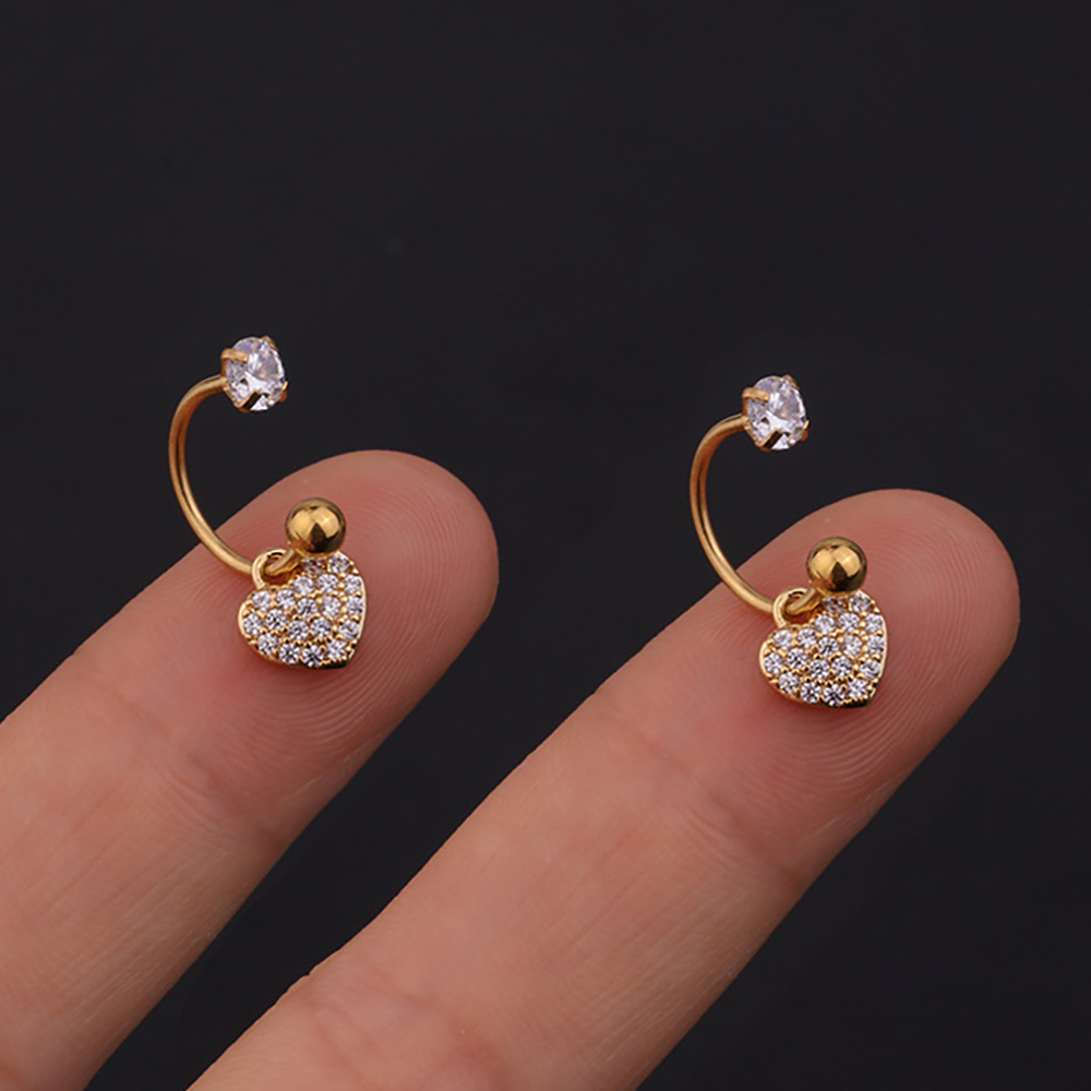 2 STUKS Rvs Star Crystal CZ Oorstekers Oorbellen Vrouwen Zilver Kleur Tragus Kraakbeen Helix Piercing Sieraden: Imitation Rhodium Plated