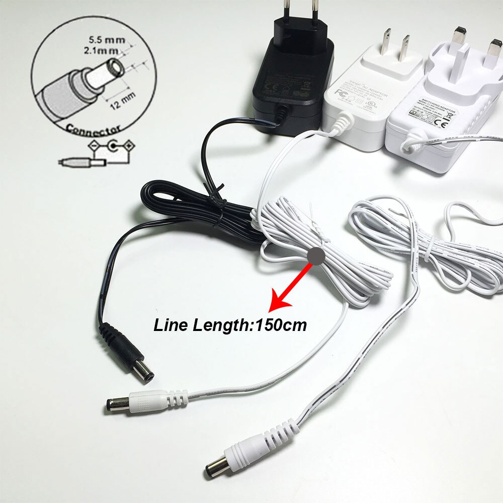 Power Supply Adapter AC/DC 12V 2A for LED DC Security Camera CCTV PTZ IP Camera HD DVR System