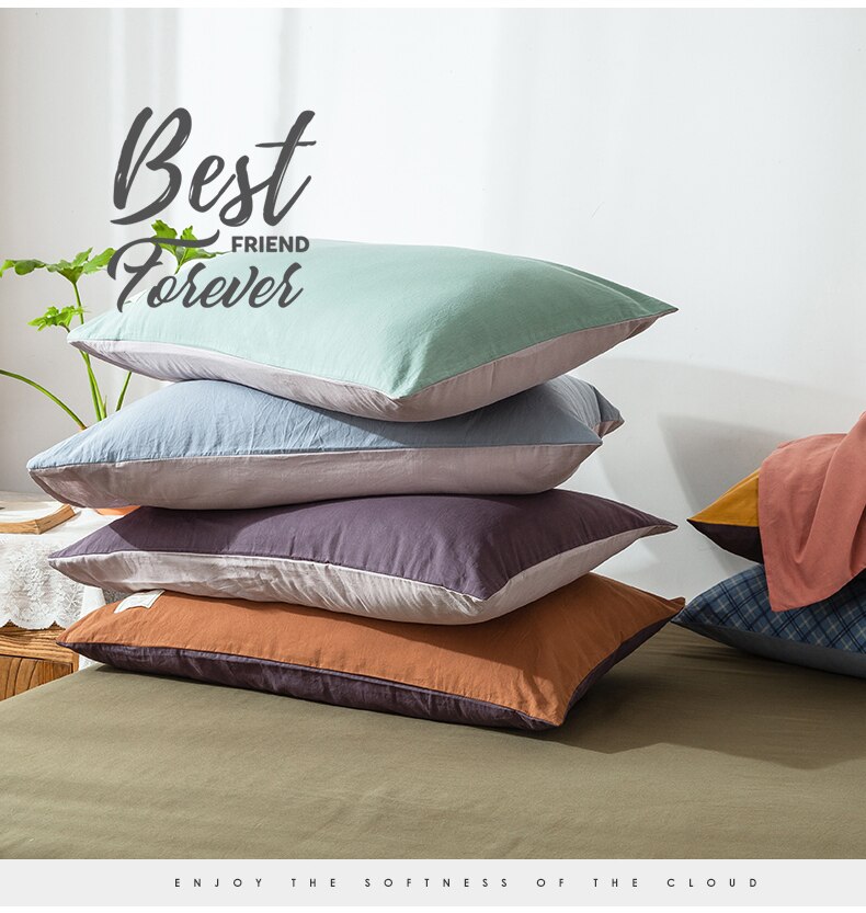 1PC 100% coton jaune taie d'oreiller couverture 48cm * 74cm taie d'oreiller décoratif literie chambre à coucher usage domestique différentes couleurs des deux côtés