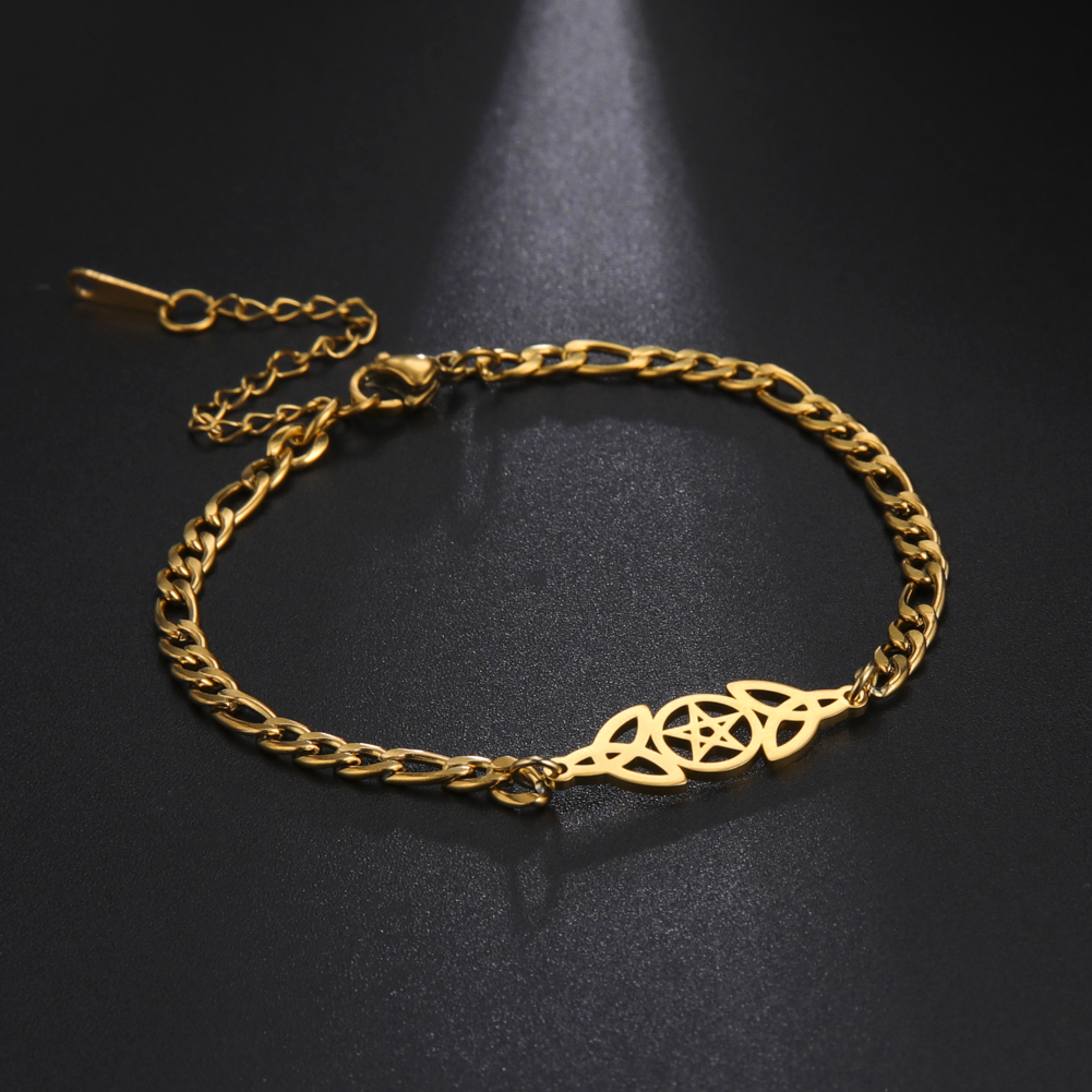 Teamer Jahrgang frauen Armbinde Edelstahl Reize Kasten Verknüpfung Kette Amulett Schmuck Wicca Wikinger Zubehör Pentagramm