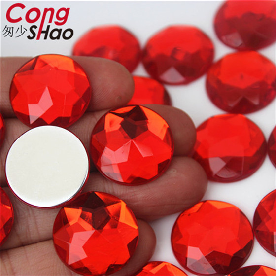 Cong Shao 20PCS 20mm Colorful Acrylic Rhinestone Round Flat Back Beads Crystal Stones DIY Costume Jewelry Crafts Scrapbook ZZ751: Red