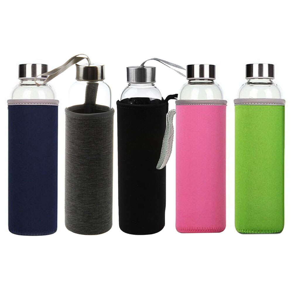 1 Set Water Fles En Beschermende Tas Reizen Office Home Glas Sport Water Met Thee Filter Zetgroep Beschermende Tas 550 Ml