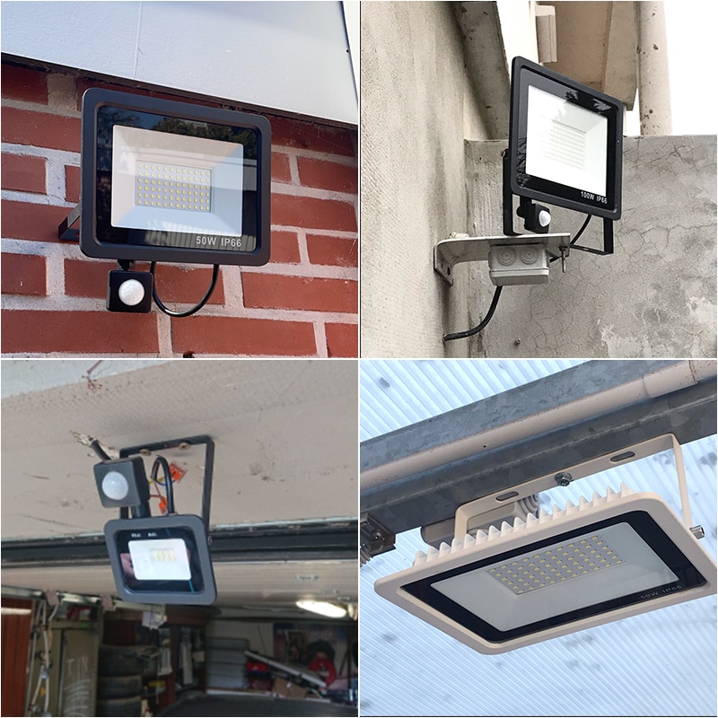 LED Floodlight RIP Motion Sensor IP66 Outdoor Waterproof 10W 20W 30W 50W 100W Garden Landscape Spotlight Gateway Wall Light