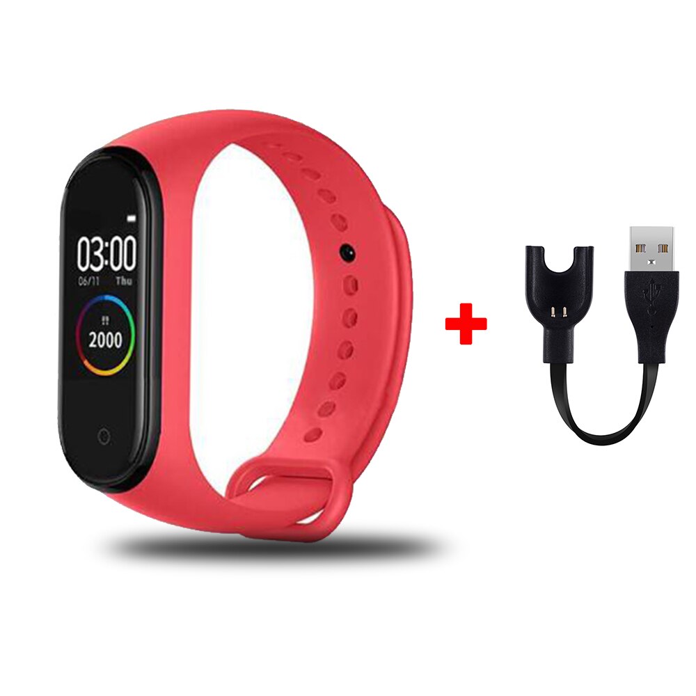 M4 Smart Wristband Waterproof Blood Pressure Heart Rate Monitor FitnessTracker Smart Bracelet M4 Band Watch Sport Pedometer: Red