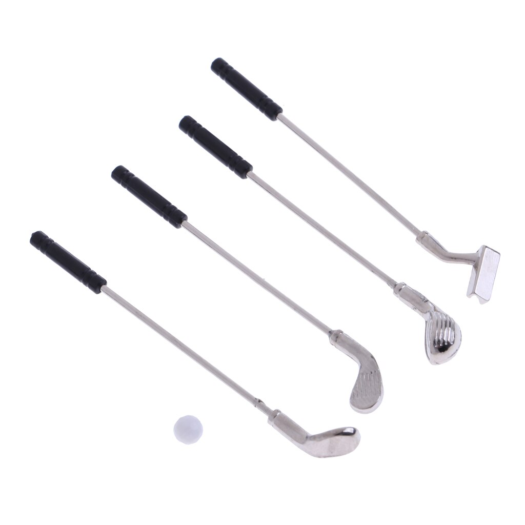 Miniature 5 Pieces Golf Kit For 1/12 Dollhouse Garden Life Scenes Room Items