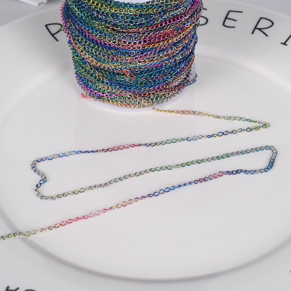 2 Meter 2,5mm Regenbogen Halskette Armbinde Diy Erweitert Verlängerung Kette Mehrfarbig Verlängerung Schwanz Ketten Für Schmuck Machen Liefert