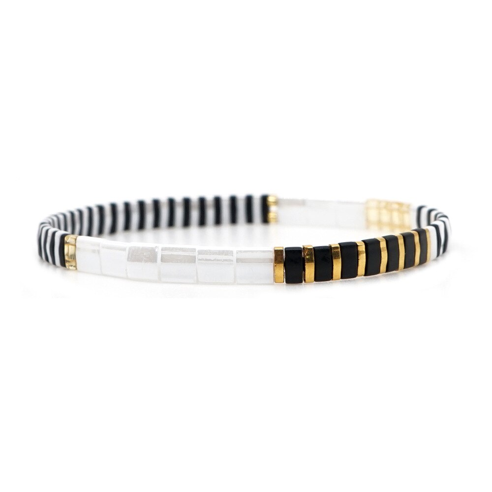 MIYUKI Tila Borda il Braccialetto Delle Donne di Colore A Mano Fai Da Te Fatti A Mano Boho Monili di Modo Amicizia Pulsera Braccialetto di Fascino Commercio All'ingrosso: white black