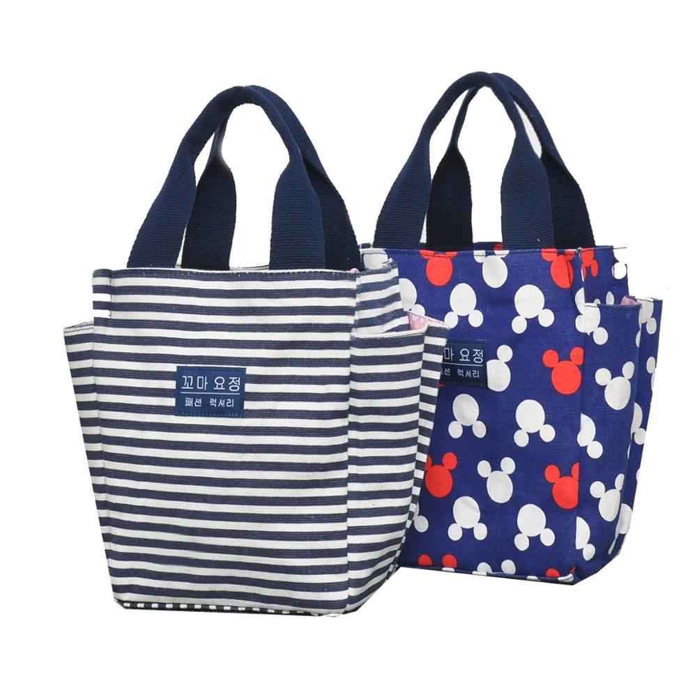 Lady Women Handbag Polyester Ladies Printing Handbags Portable Lunch Bag Pouch Storage Box Picnic Tote Bag