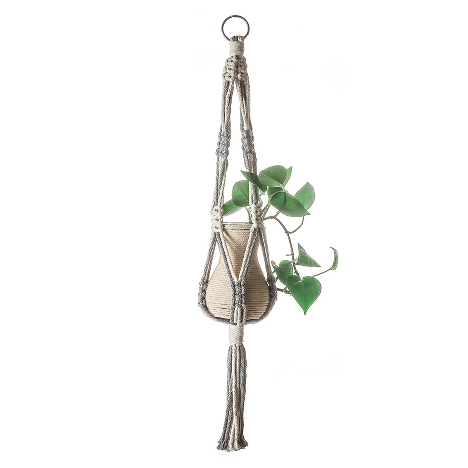 1Piece Nordic Wind Woven Wall Hanging Pot Hanging Net Garden Decoration Gardening Potted Landscape Made Of Cotton And Sticks: 2