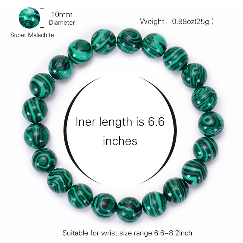 6-12Mm Higth Malachiet Armband Voor Mannen Vrouwen Natuursteen Bead Boeddhistische Armband Charm Yoga Armbanden Sieraden