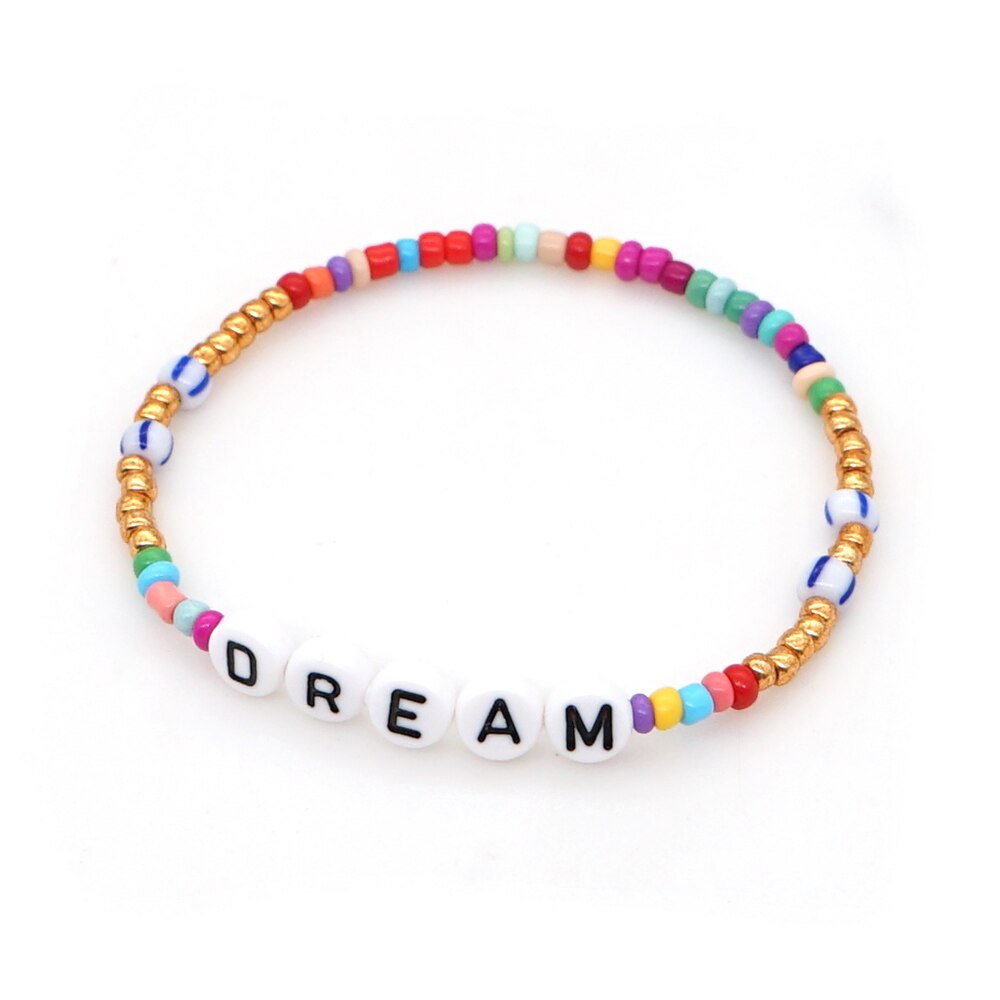 Shinus Kandi Armbinde Für Frauen Boho LIEBE knapp Armbänder Für Mädchen Bohemien Regenbogen Kandy Schmuck Mehrfarbig Perlen Pulsera