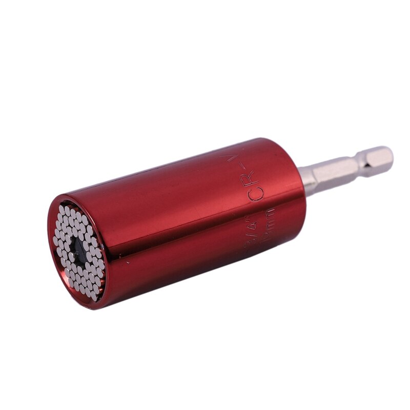 2set Torque Wrench ic Spanner Grip Multi Function Universal Ratchet Socket 7-19mm Power Drill Adapter(Red&Black)