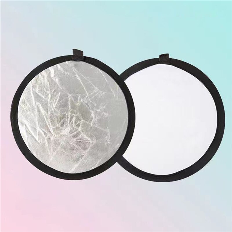 30 Cm Handheld Multifunctional Foldable Portable Optical Disc Reflector Suitable For Photography Studio 2 In 1 Gold And Silver: Silver white