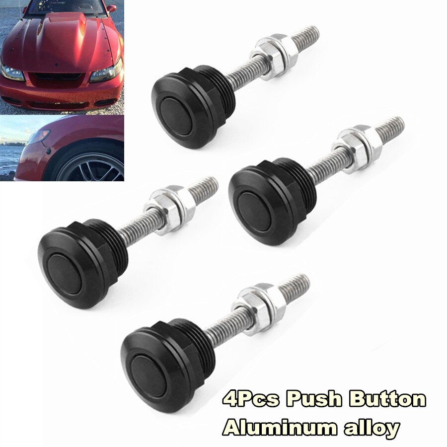 4Pcs 22mm en aluminium bouton poussoir capot goupille de verrouillage Kit de Clip de verrouillage de voiture à dégagement rapide loquet de pare-chocs universel