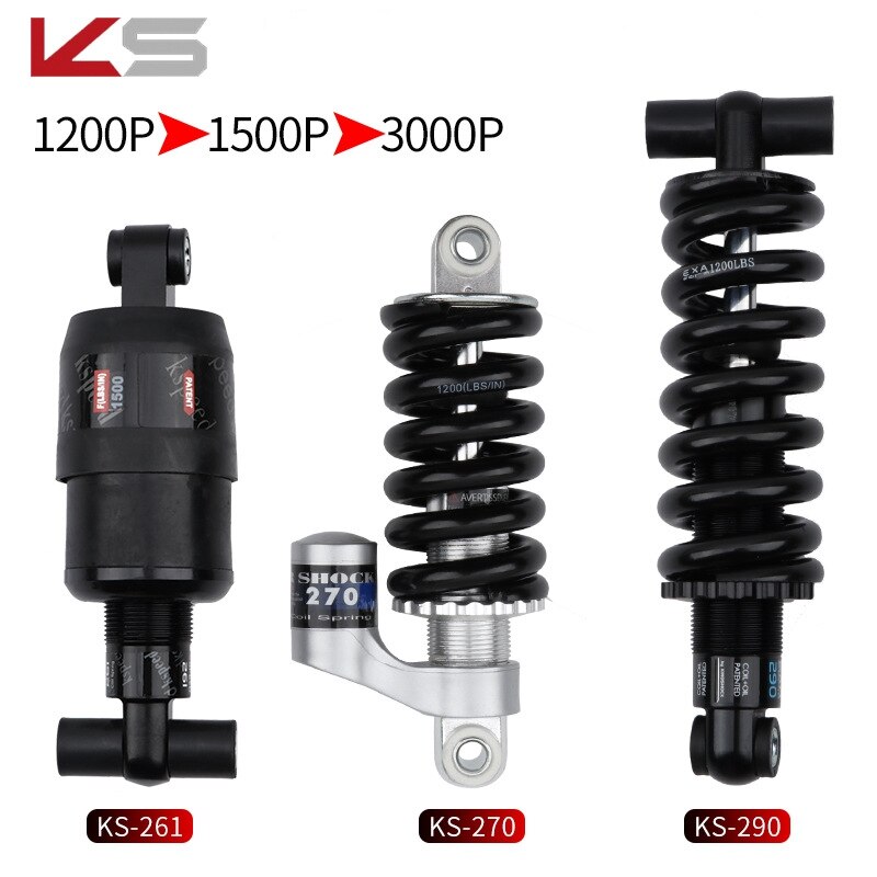 KS High-Pound Spring Damper Mountain Bike Rear Shocks 1200/1500/3000P Folding Bicycle Electric Scooter Shock Absorber