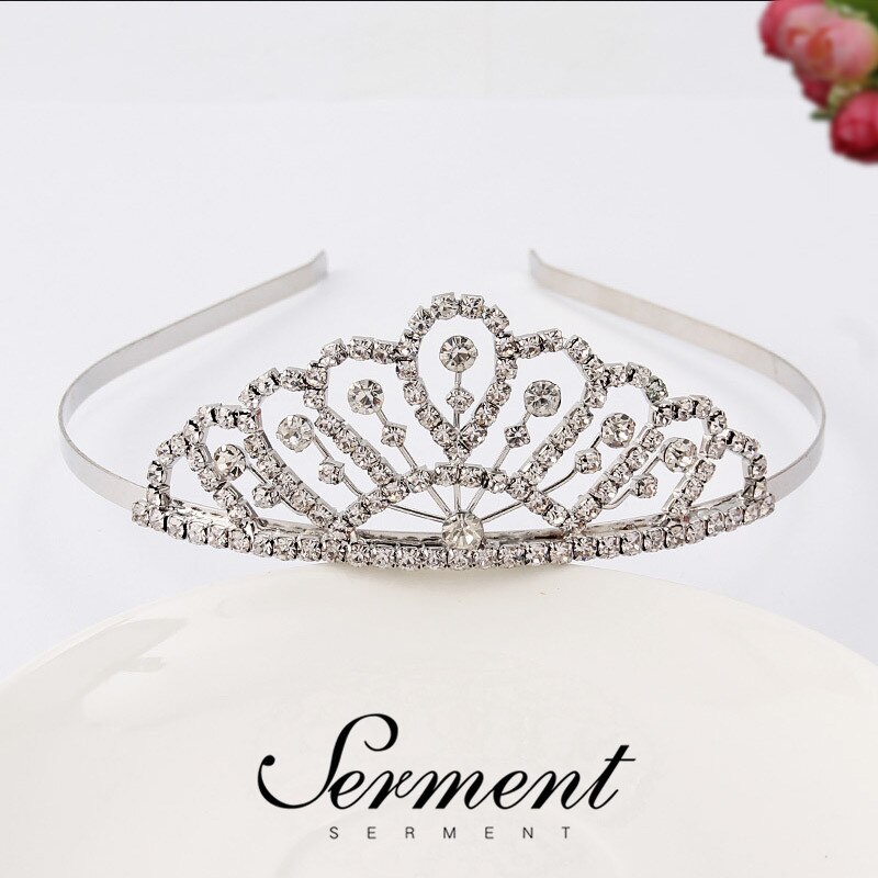 SERMENT Princess Wedding Bridal Bridesmaid Tiara Crown Girls Crystal Zircon Jewelry Hair Accessories Bride Birthday Crown
