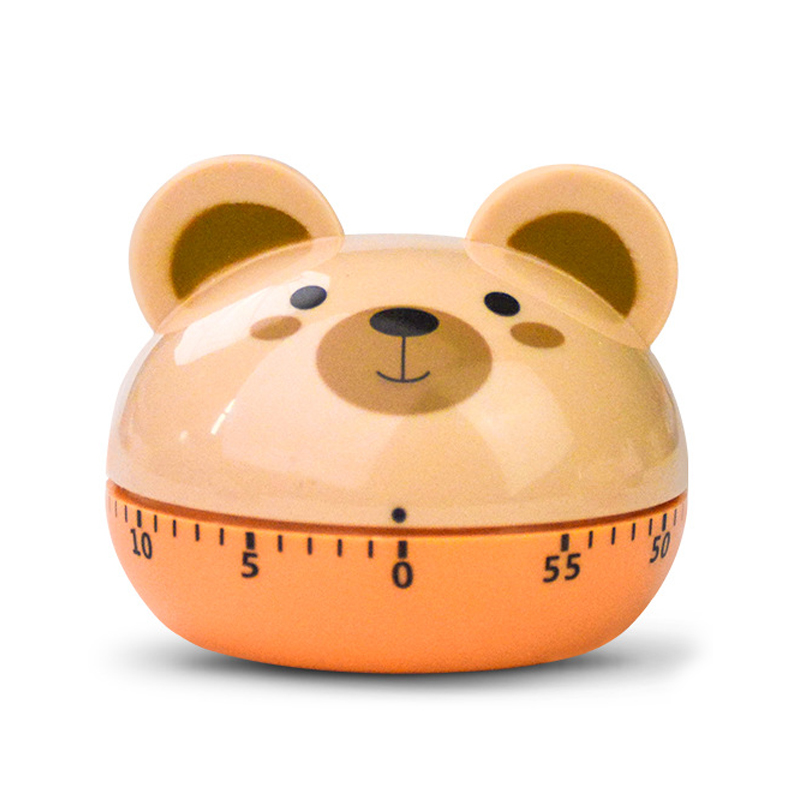 Mechanical Kitchen Timer with Cartoon Animal Pattern, Cooking Alarm Clock, Stimulating Countdown Timer, Conference Room Timer: black