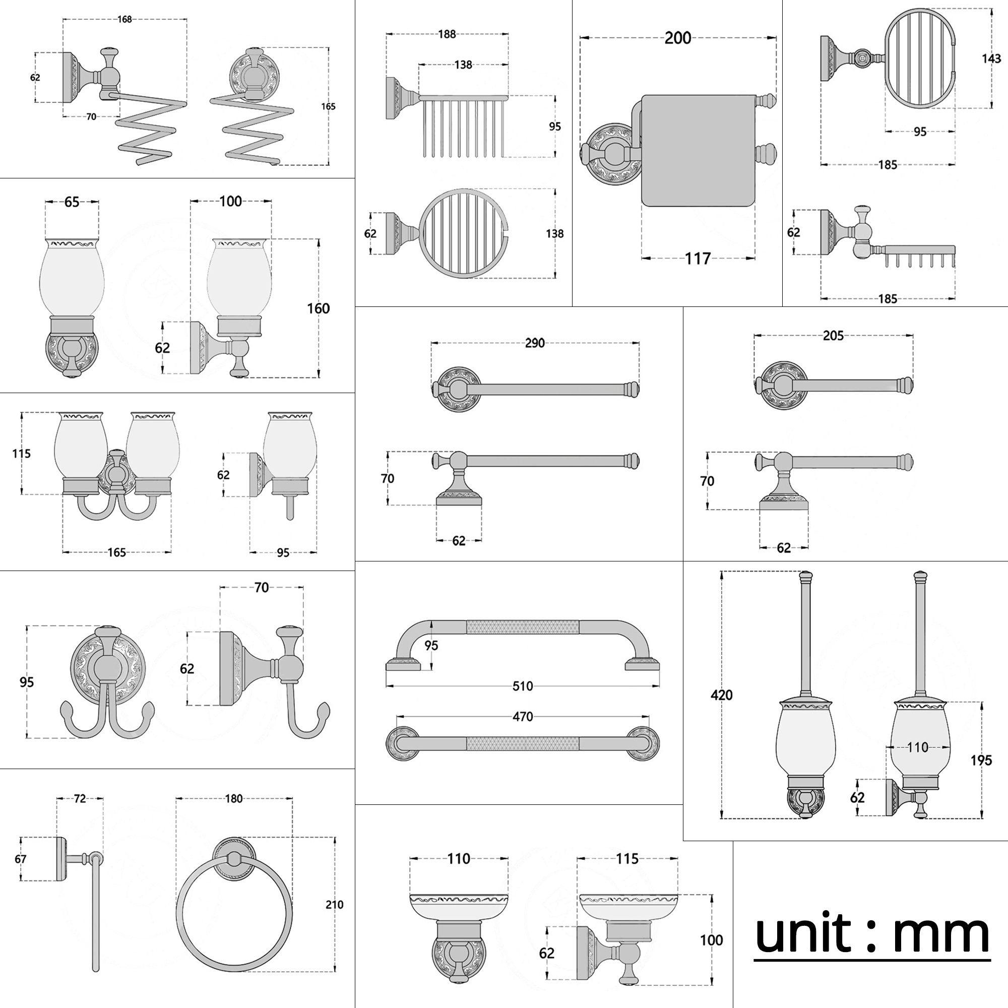 Juego de accesorios de baño antiguos, soporte de papel de latón, accesorios de baño, soporte escovado para inodoro montado en la pared, ganchos para barra de toalla