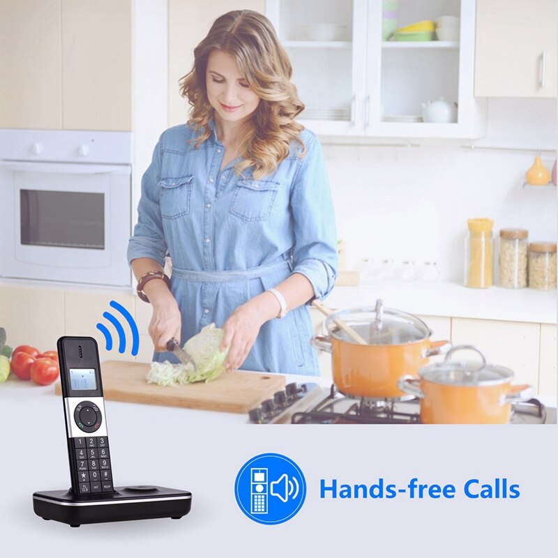 Digital Cordless Telephone with LCD Display Caller ID Hands-Free Calls Conference Call for Office Home(EU Plug)