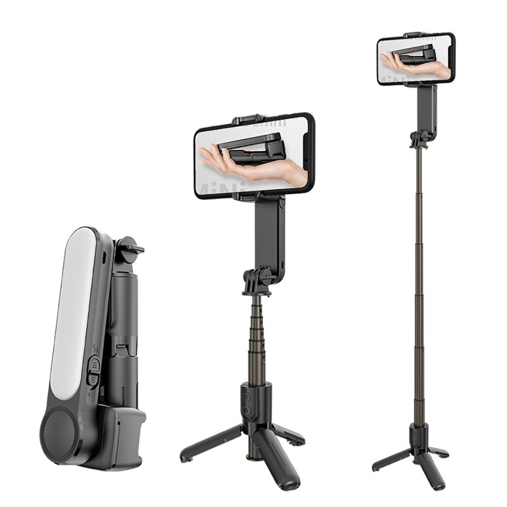 Bonola Handheld Wireless Bluetooth Selfie Stick Tripods with Fill Light for IOS/Android Foldable Smarthone Selfie Stick Gimbal