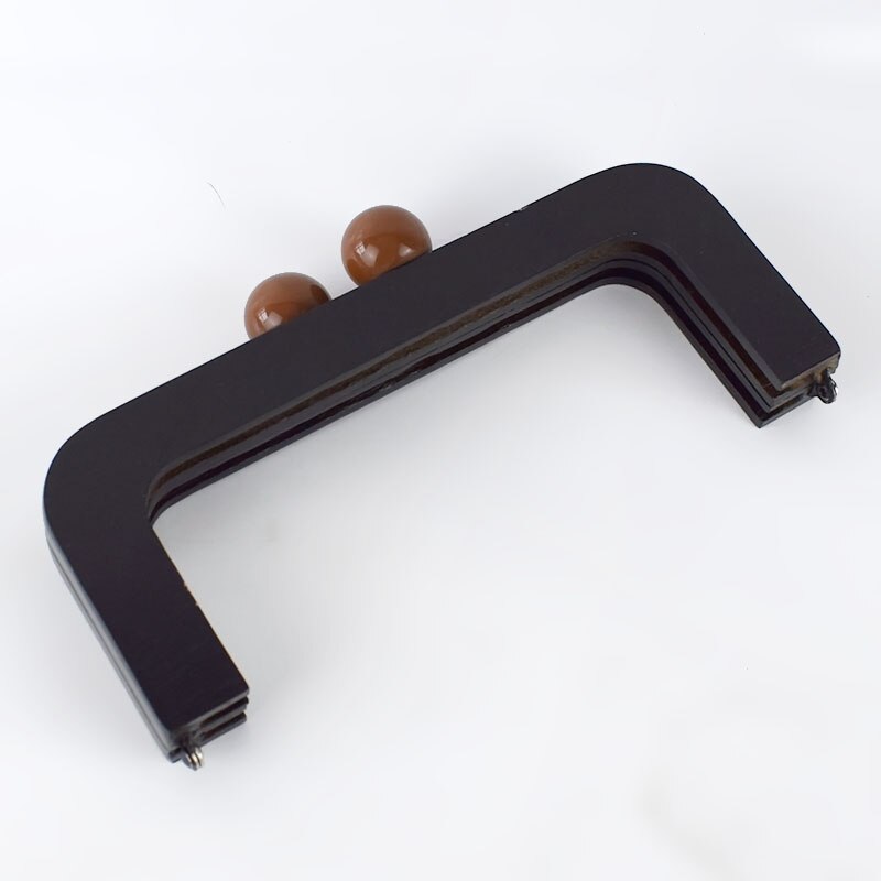 Deepeel-marco de madera con asa para bolso, cierre de cierre con cierre de beso, hebillas de bloqueo, accesorios DIY para bolsos, 20x8cm, 1 ud.: Black