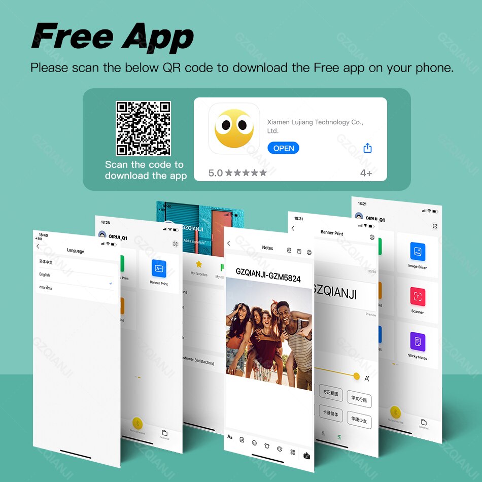 Pocket Photo Printer 304Dpi Draagbare Bluetooth Printers Foto Thermische Draadloze Printer Werk Op Android Ios Telefoon Printer