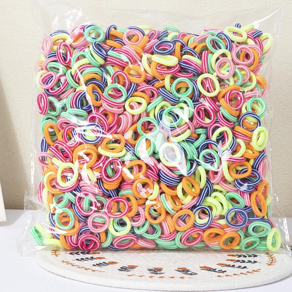 100/300/500pcs Girls Elastic Hair Bands Children Ponytail Hold Hair Tie Rubber Band Scrunchie Kids Hair Accessories for women: L / Brown