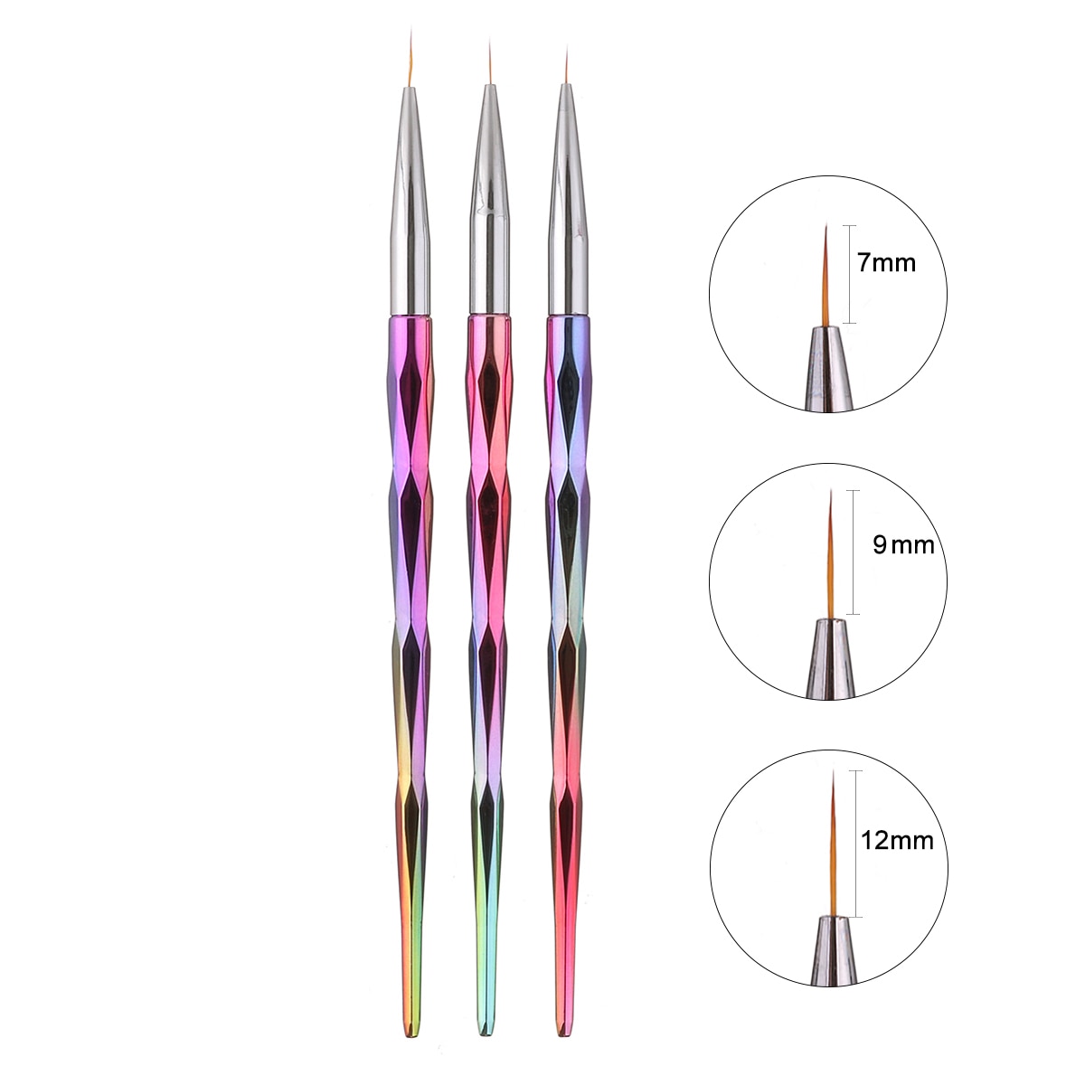 1 st 7mm/9mm/12mm Kleurrijke Diamant Staaf Nail Pen Schilderen Bloem Nail DIY Lijn patronen Tekening Brush Tool Nail Art Accessoires