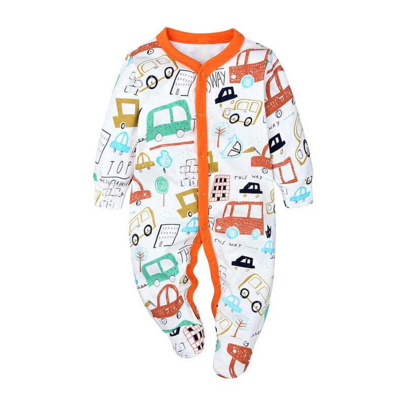 Cartoon Animal Print Newborn Baby Clothes Boys Girls Romper Long Sleeve Cotton Romper Kids Jumpsuit Playsuit Outfits: O / 12-18M
