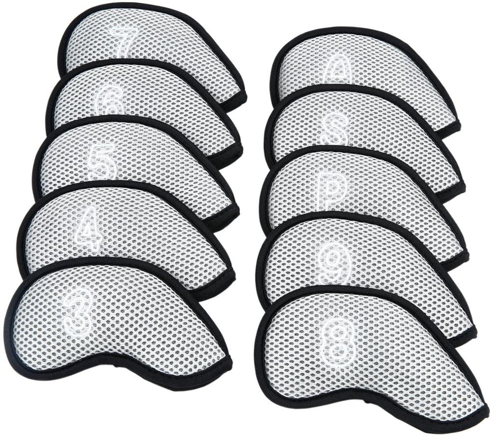 Golf Club Cover Golf Club Covers Headcovers Set Golf Club Cover Hybrid Golf Iron Club Cover Golf Club Iron Cover headcover 10Pcs: Grey