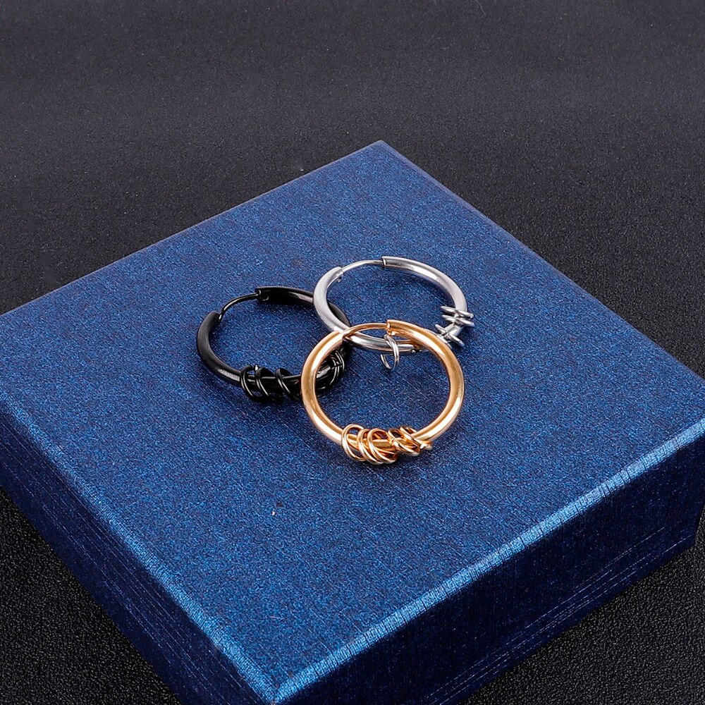1PC boucles d'oreilles hommes rond titane acier boucles d'oreilles hommes bijoux accessoires Hipster Rock Style Punk cercle boucles d'oreilles hommes