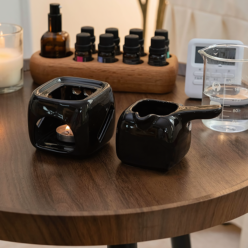 Stor rökelsebrännare för eteriska oljor i keramik, skönhetssalong, aromaterapilampa, skållningsskyddande handljushållare, klubbhustevärmare