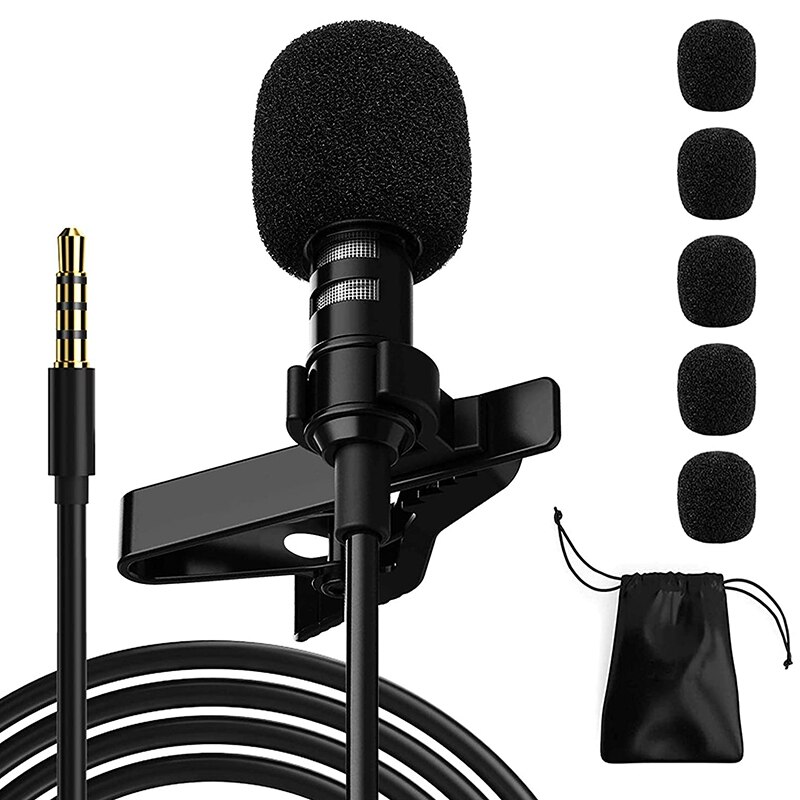 Micrófono Lavalier portátil de 3,5mm, Mini micrófono de teléfono, adecuado para entrevista, vídeo, grabación: Default Title