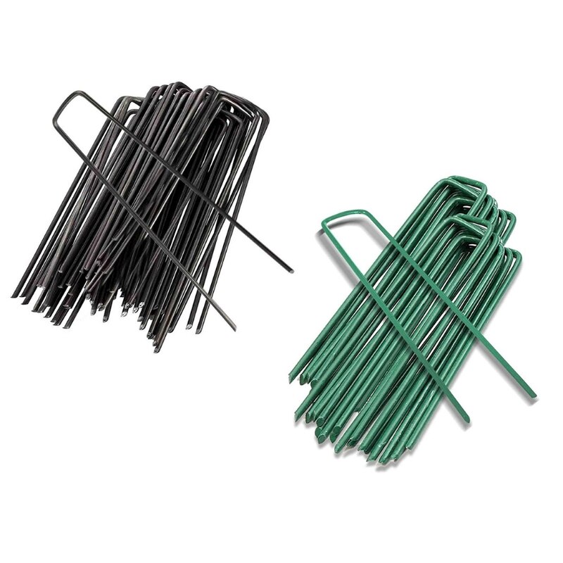H55A 10 Pcs U-Vorm Tuin Nietjes Grond Stakes Pinnen Tuin Pins Spikes Voor Beveiligen Gazon Boerderij Sod Barrière landschap Gras
