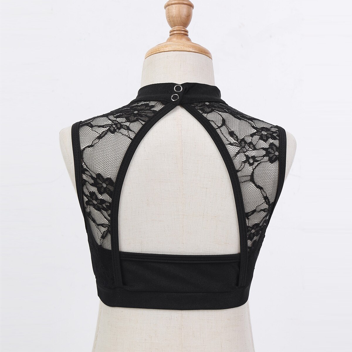 Kids Teens Girls Sleeveless Backless Lace Mesh Flower Dance Crop Top Girls Ballet Workout Gymnastics Tank Tops Ballet Dancewear