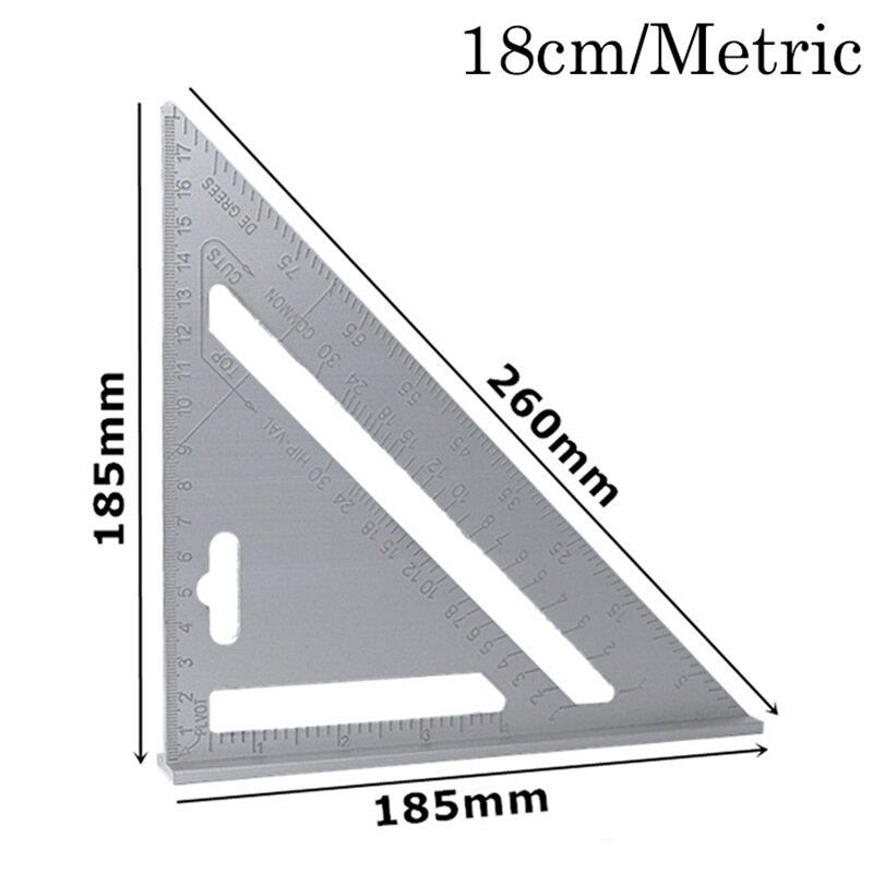 Vierkante metalen meetlat snelheidsvierkante meetliniaal verstek zilver aluminiumlegering: Rood