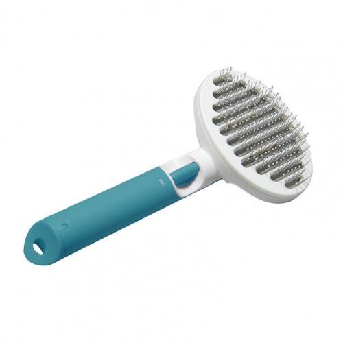 Brosse de Massage en acier inoxydable pour animaux de compagnie, peigne incliné, dents, facile à utiliser, brosse de toilettage pour chat:  Green Ellipse
