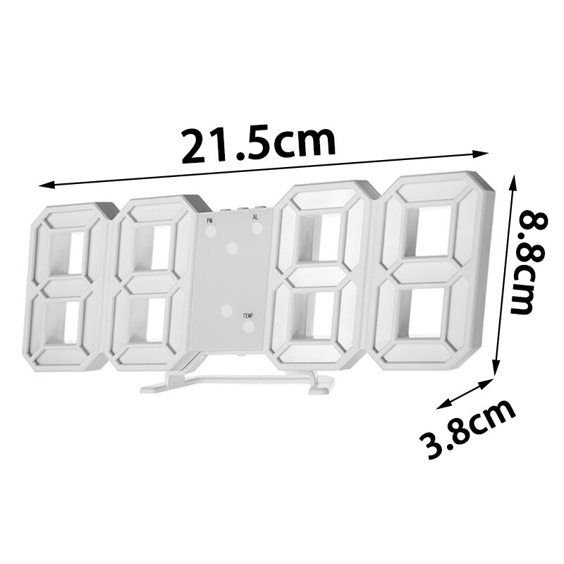 3D LED Digital Number Clock Wall Digital Alarm Clock Timer Night Light Home Office Bedroom Bedside Hanging Clock